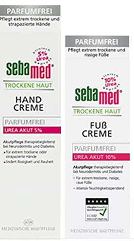 Sebamed Hand- und Fußset, Sparset, Handcreme für trockene Haut parfumfrei mit Urea 5%, Fußcreme Parfumfrei Urea 10%