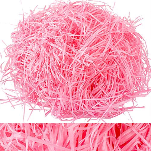 Whaline 120 oz Ostern Gras Geschreddert Papier Korb Gras Stuffer Raffia Ostern Gras Papier Geschenkkorb-Füller für Party Osterdekoration Handwerk Geschenk Dekoration (Hellrosa)