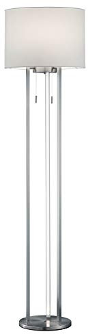 Trio Leuchten LED Stehleuchte Tandori 475410207, Metall Nickel matt, Stoffschirm weiß, Fluter exkl 1x E27, Gestänge inkl. 3x 5 Watt LED