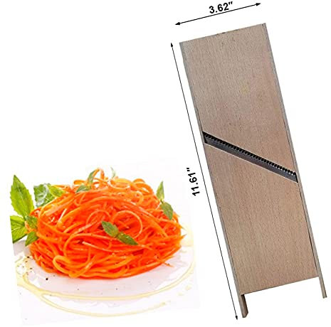 Wooden Stainless Korean Carrot Grater Steel Slicer Cutter Shredder - Russian Salad Korean Carrot Salad - 3.6 x 11.6 in by SHSH trade group