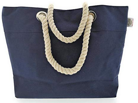 MC Trend XL Strandtasche – in blau – hochwertige Umhängetasche mit Seilgriff und Innentasche – 54x37x17cm - Shopper Beach Bag maritim Sommer Sonne Strand Tasche Einkaufstasche Schultertasche (Blau)