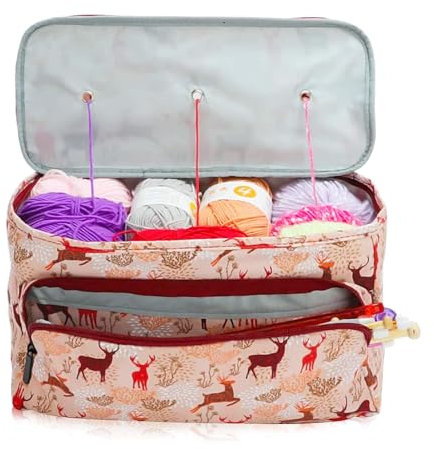 Knitting Bag for Yarn & Wool Storage, Portable Crochet & Sewing Tools Holder Tote Bag Yarn Organizer Knitting Needle Case