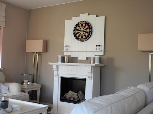 WDS Darts Sports Protection cible de fléchettes en bois | murale et tablette haute qualité Proposé par Maximiser Max Hopp (anneau bordure pour Blanc., OHNE Tablet-Halter