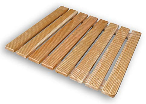 Castelmerlino Caillebotis de Douche en Lattes de mélèze vissées 68x68 cm pour receveurs de Douche 90x90 cm