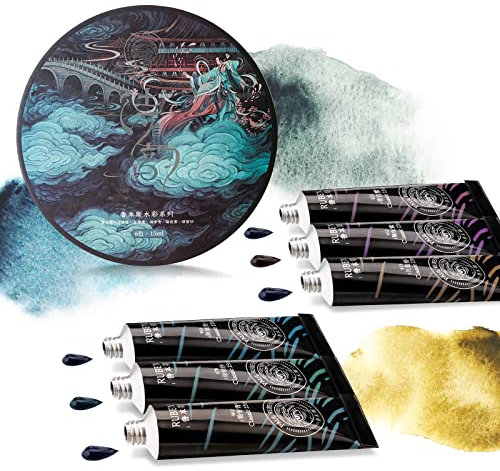 Paul Rubens 6 tubes de peinture aquarelle 15 ml, coloration de superposition unique, avec boîte portable, Pour artistes professionnels, étudiants, débutants