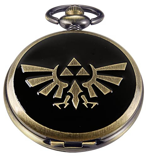 Tiong Bronze Quarz Taschenuhr Vintage Quarz Taschenuhr Graviert Wolf Muster Taschenuhr mit Kette für Damen und Herren - Geburtstag Jahrestag Weihnachten, Qz202