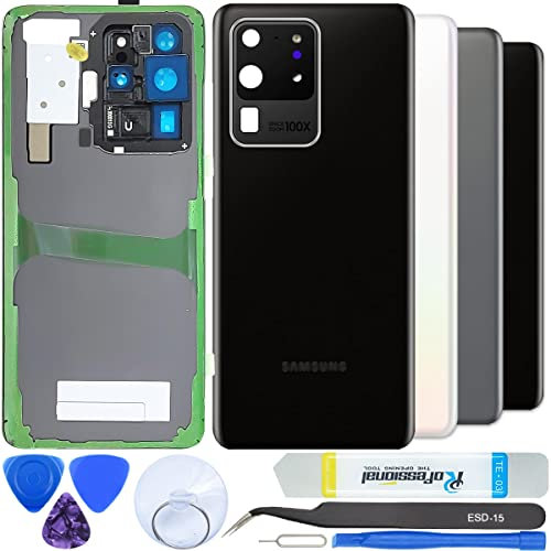 iStable Akkudeckel Set für Samsung Galaxy S20 Ultra 6.9'' inch Screen Rückseite Glas mit Kamera Linse Deckel Backcover SM-G988B -Original Schwarz