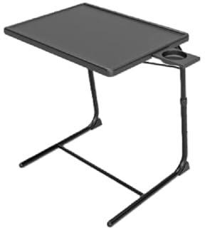 Portable Table Adjustable Folding Table, Lounge, Bedroom Furniture, Living, Tv, Multi Function With Cup Holder Bedside Livingroom Camper Van Camping Caravan Handy Black