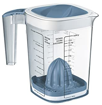 Rotho Loft Messbecher 1.5l, Kunststoff (SAN) BPA-frei, blau/transparent, 1.5l (19.7 x 14.0 x 17.5 cm)