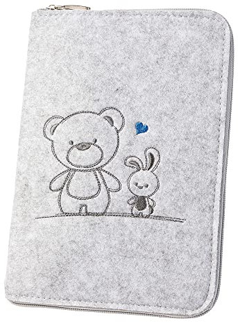 luxdag U-Heft Hülle mit Reißverschluss aus Filz (Farbe & Motiv wählbar) - Hülle für Kinderuntersuchungsheft & Impfpass - Organizer - Geschenk für werdende Mütter & Baby
