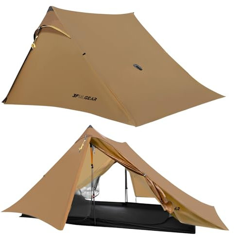 RDYMONKEY UL Gear Lanshan 2 Pro Zelt 2 Personen Ultraleicht Zelt für 2 Personen 20D Wasserdichtes Professionelles Camping Zelt (3 Jahreszeiten, Khaki)