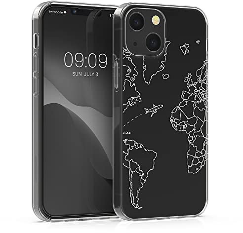 kwmobile Coque Compatible avec Apple iPhone 13 - Housse de téléphone Protection Souple en TPU - argenté-Transparent