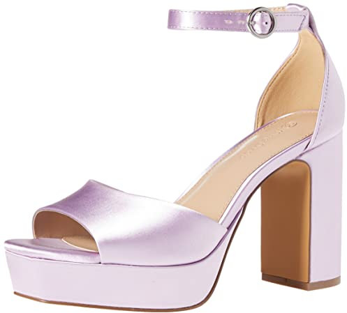 The Drop Hamalie Platform Sandal para Mujer, Satín Lavanda, 41