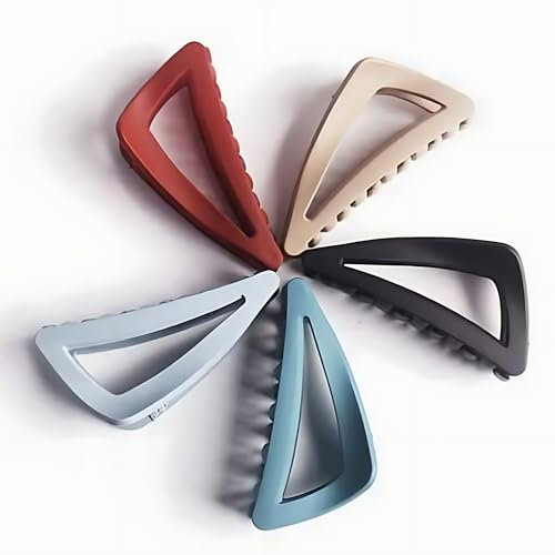 Lot de 5 pinces à cheveux élégantes et colorées Pince à cheveux pour femme avec des cheveux épais ou fins Lot de grandes griffes triangulaires solides Taille extra large pour contenir beaucoup