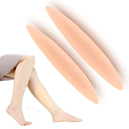 Coussinets De Gel Auto-Adhésifs pour Mollets, 1 Paire D'onlays De Jambe en Silicone Correcteur De Jambe pour Femme pour Les Jambes Maigres Tordues Ou Minces,Noir,180g