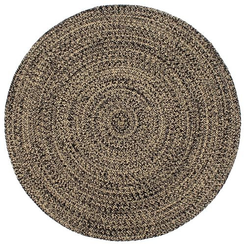 vidaXL Teppich Handgefertigt Jute Wohnzimmerteppich Juteteppich Handwebteppich Bodenmatte Schlafzimmer Wohnzimmer Flur Schwarz Braun 210cm
