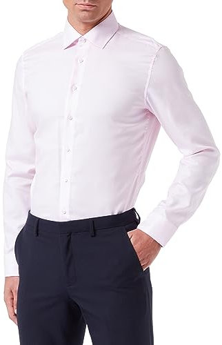 Seidensticker Chemise à Manches Longues Coupe ajustée, Rose Clair, 44 cm Homme