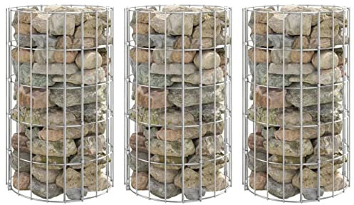 Tidyard 3 STK. Gabionen Hochbeet Blumenbeet Gabione Drahtkorb Steinkorb Pflanzkübel Pflanzbeet Gabionenkorb Steingabionen Verzinkter Stahl Rund Ø30x50/100/150/200 cm