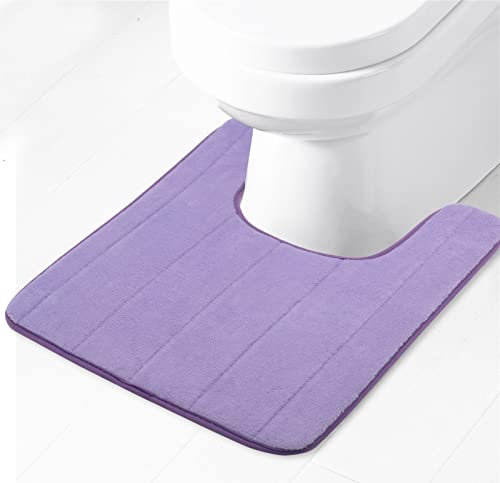 Lifup WC Vorleger mit Ausschnitt, Badvorleger rutschfest Waschbar, Badematte für Badezimmer Toilett WC Violett 40 x 50 cm