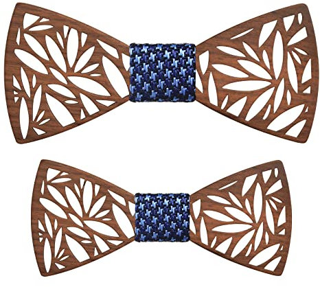 Mr.Van Klassische Holzfliege Set für Herren Jungen 2PCS, Kinderfliege Verstellbar Fliege für Hochzeiten, Aufführungen,Partei,Abschlussball