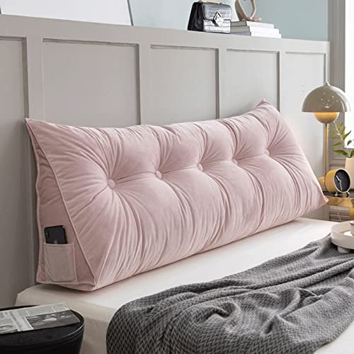Rückenkissen Lang Keilkissen Lendenkissen Stützkissen Sitzkissen für Bett Sofa Couch Gepolstert Kopfteil Lesekissen Große Kissen Nackenstützkissen Abnehmbarem Bezug (Color : Pink, Size : 200cm)