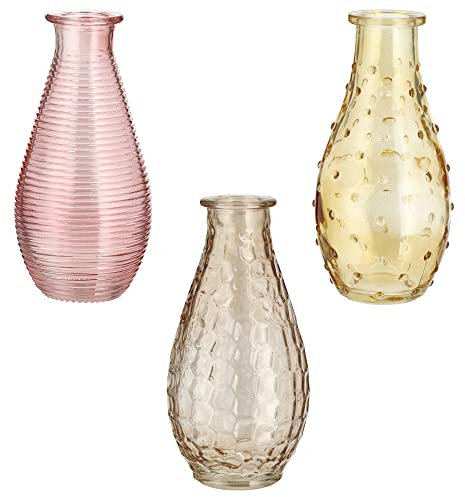Glasvase Glasflasche bunt (3er Set) H:14 cm - Vase, Tischdekoration, Glasvasen, Landhausdeko, Gastronomie, Hochzeit Deko