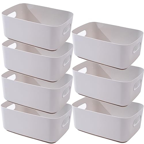 NCRGB 7 Aufbewahrungsbox Kunststoff Aufbewahrungskorb mit Griffen 20×14.7×7cm,Badezimmer Küchenschrank Organizer,Aufbewahrungskorb Aufbewahrungsbox Küche,Boxen Aufbewahrung für Küche,Bad(Grau)