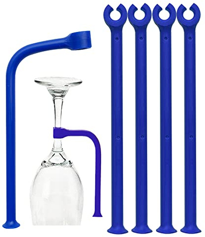 UoYu 21cm New Dishwasher Wine Glass Protector Tether Silicone Dishwasher Attachment Kitchen Gadget Clip (Blue/4pcs)