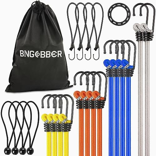 BINGCOBBER Spanngummis mit Haken 23PCS Expander Set Gepäckspanner im Multipack Sonnensegel Befestigung,Halter, Spanngurte mit hohe Belastbarkeit Farbig