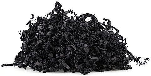 SizzlePak als Füllmaterial – 1 kg – Verpackungsmaterial für Geschenk, Geschenkbox, Präsentkorb, Holzkiste, Flaschen an Weihnachten – geschreddertes Papier für Pakete, Schultüte – SCHWARZ