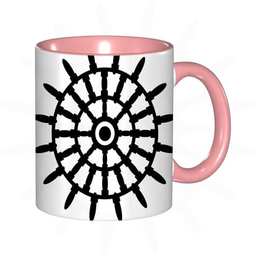 Kaffee-Tasse Schatz - Illustrierte Silhouette eines geometrischen Schiffsrads. Vektor-EPS-Grafikdesign-Zeichnung. Becher/Mug als witziges Geschenk/Lustige und Originelle Geschenke/Tee-Kaffeetasse