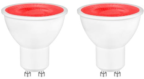 Caldarax Lot de 2 Rouge Ampoules LED GU10 5W Spot, MR16 Couleur Projecteur, Équivalent 50W Halogène, 500LM, Angle de Faisceau 120°, Non Dimmable, Éclairage Décoratif pour Paysage, Scènes, Bars, Fête