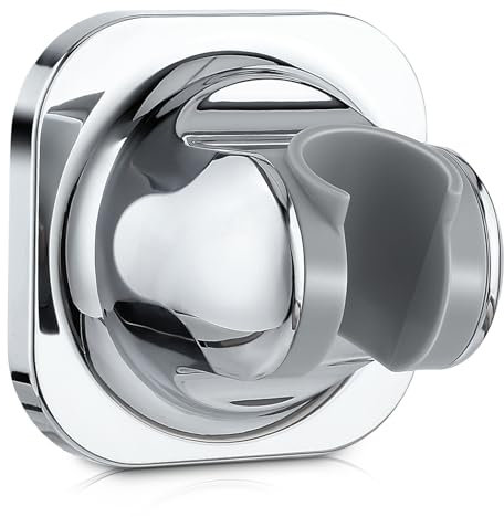 Handheld Shower Head Holder, Adjustable Shower Head Holder Wall Mount Slide to Fit Shower Wand Holder Chrome Shower Handle Holder Shower Holder Bracket