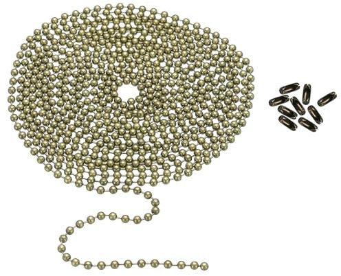 PATIKIL 120 Kugel Kette 3mm Kugel Kette Perle mit 18Stk Passender Verbinder Verschluss für Halskette Hängende Anhänger Ringe Heimwerken Kunsthandwerk Bronze