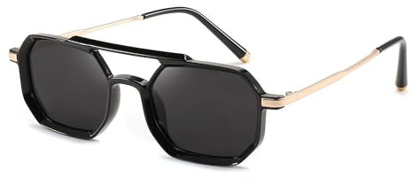 FEISEDY Retro 70er Jahre Brille Polarisiert Damen Herren Vintage Sonnenbrille Metallrahmen mit Doppelbrücke UV400 Schutz B0137