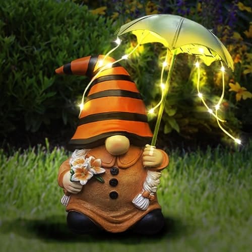 Nain de jardin solaire amusant - Lifemet - Résine - Jaune - Nain de jardin - Décoration extérieure - Résistant aux intempéries - Cadeau pour la cour, le balcon, la