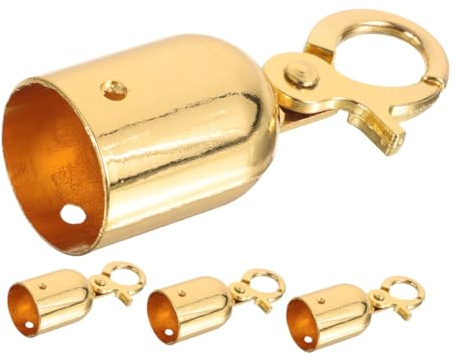 Kordelstopper Hakenendkappen 4 Stück aus Aluminiumlegierung, Gold | Absperrpfosten und Hängekordeln, Einfache Montage, Dekorativer Stil, Passend für Geländer