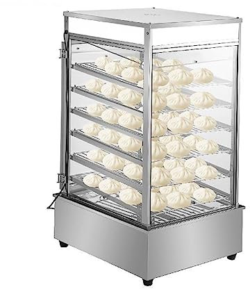 BAOSHIDAER Vaporizador eléctrico comercial de 900 W, marco de acero inoxidable de 5 capas con control de temperatura, calentador de alimentos al vapor para panes