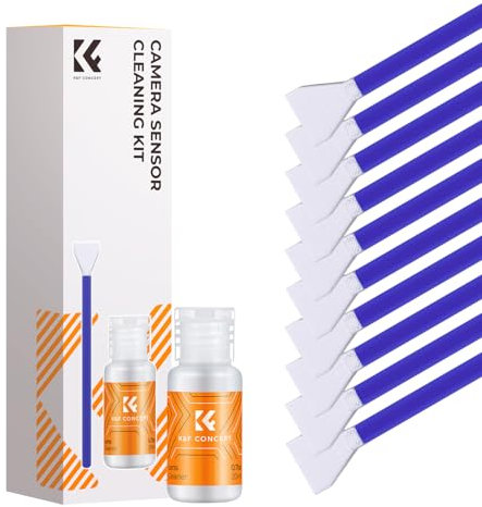 K&F Concept Sensor Reinigungsset mit 10pcs Mikrofaser Swabs 12mm für M4/3 Kameras und 20ml Flüssig-Reiniger Reinigungs Kit für DSLR Kamera Objektive Filter