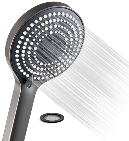 OFFO Duschkopf, Duschkopf Groß mit 6 Strahlarten, Duschbrause für Duschkopf Wassersparend, Shower Head für Baden, Duschkopf groß xxl(Φ130mm),Gebürstetes Schwarzchrom
