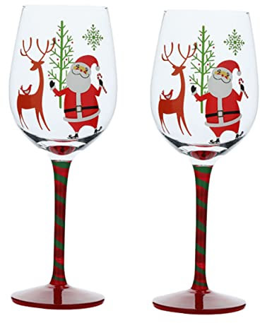 OKUMEYR 2 Stück Christbaum-weingläser Kristallgläser Weihnachtsweinkelche Weihnachtsparty-zubehör