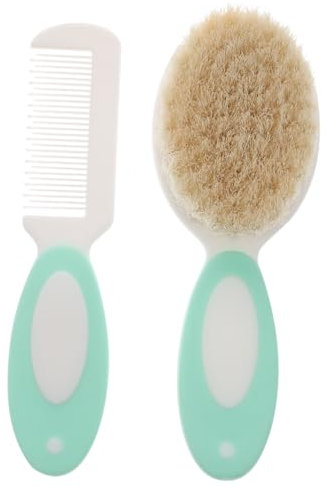 TOYANDONA 1set Gentle Wool Care Shampoo Brush and Comb Natural Scalp Massage Tool for Boy Girl for Bath and Cradle Cap Treatment