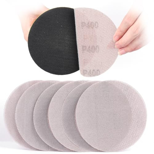 Sruhrak 125mm Mesh Sanding Discs, 50 PCS Net Sandpaper 400 Grit Hook and Loop Sanding Pads for Drywall Sander Efficient Dust Removal Random Orbital Sander Polishing