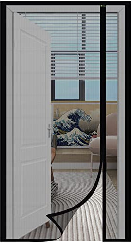 Sekey Fliegengitter Tür Vorhang Gegen Katzenkratzer, Fiberglas Magnetvorhang Insektenschutz für Seitliches Öffnen, Magnet Fliegengitter Balkontür, Einfache Installation, ohne Bohren,85x210cm Schwarz