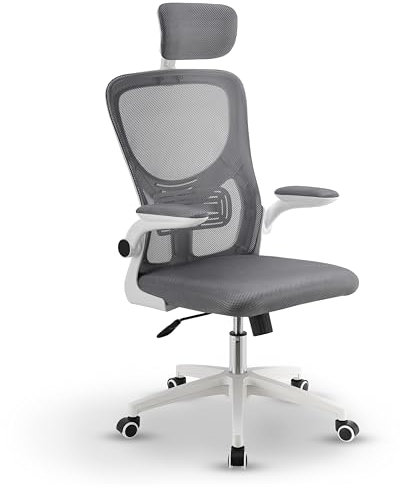 Juskys Bürostuhl Baltimore mit Rollen & Armlehne - Schreibtischstuhl ergonomisch & höhenverstellbar - Stuhl für Arbeitszimmer - Drehstuhl - Grau