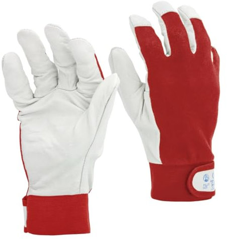 STI Guanti da lavoro in Pelle di Vitello e Cotone antinfortunistica meccanica giardino 9 L 1 Paio