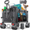 KESSER® Bollerwagen GTR9000 Handwagen 200kg | 200L Stauraum Transportwagen faltbar extra breite 360° Räder & Feststell-Bremsen Wetterbeständig Strandwagen inkl Abdeckung, Seitentasche & Getränkehalter