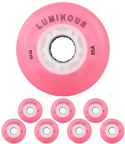 JCCHT 8er-Pack 85A LED-Leuchträder, im Dunkeln leuchten, für Inline-Skates, für drinnen und draußen, leuchtende Räder, 72 mm, 76 mm, 80 mm,Rosa,80mm