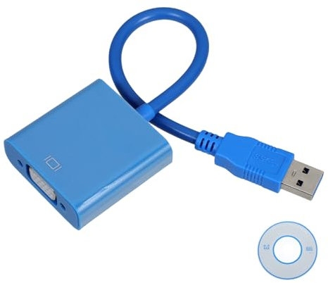 NUOBESTY Adattatore USB Vga Blu Alimentazione Esterna Compatibile con per Monitor Aggiuntivi e Estendere Desktop