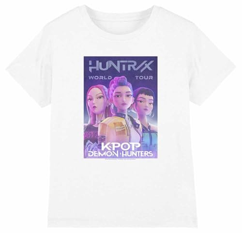 K-Pop Demon Hunters - Huntrix Huntr/X World Tour Billboard Kids T Shirt, White, 3-4